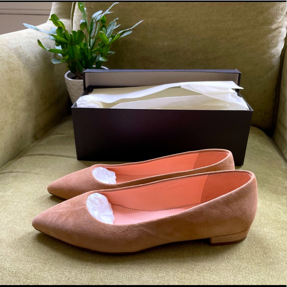 Brand New J Crew Pointy Toe Tan Suede Flats - Picture 2 of 9
